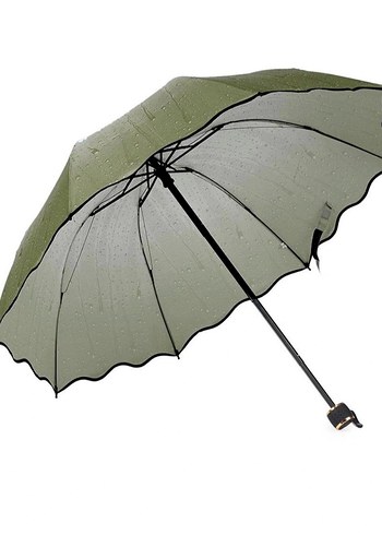 Haki Yeşil Bayan Şemsiye Su Damlalı - Görsel 2