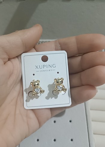 Xuping Mini Ayıcık Figürlü Altın Renk Küpe Çocuk - Görsel 2