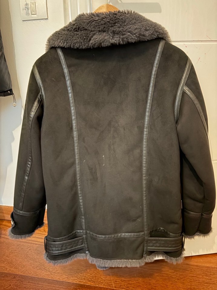 Siyah içi Kürklü Deri mont/ceket - Görsel 2