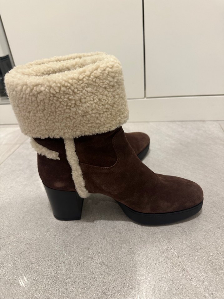 Tods Kahverengi Süet Kadın Topuklu Bot - Görsel 5