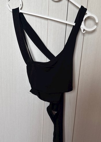 m Beden siyah Renk Siyah Asimetrik Strappy Mini Bluz