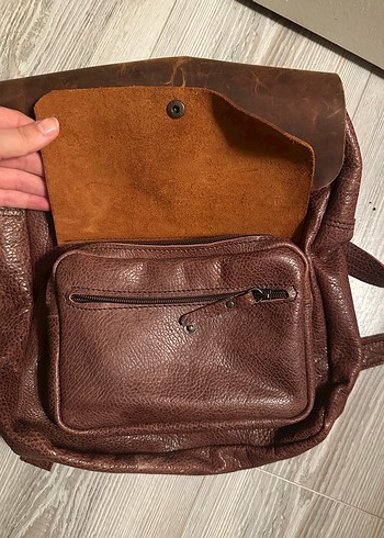 Vintage deri sırt çantası - Görsel 2