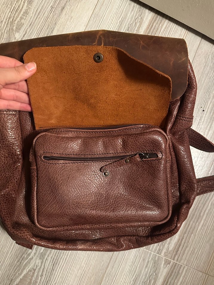 Vintage deri sırt çantası - Görsel 2