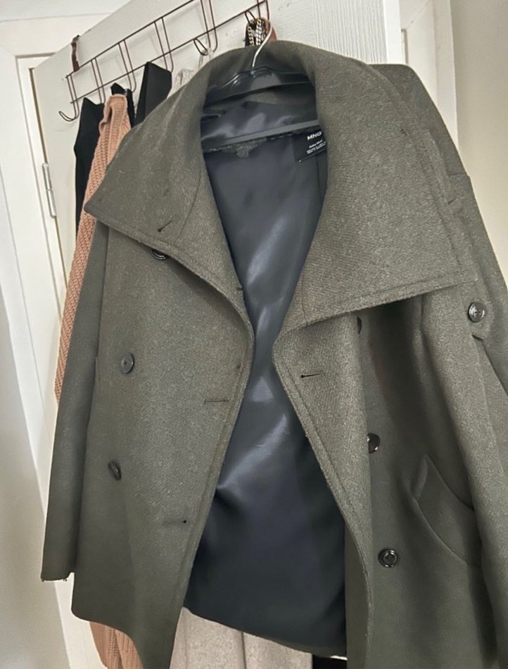 Mango yün Haki Renkli kaban - Görsel 3