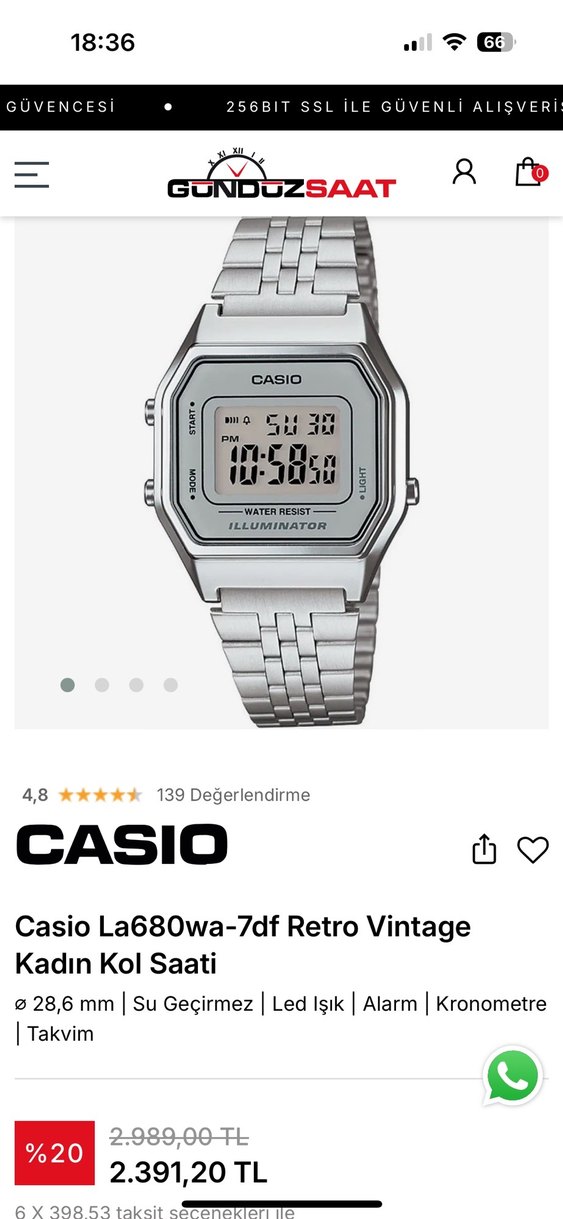 Casio La680wa-7df Retro Vintage Kadın Kol Saati - Görsel 5