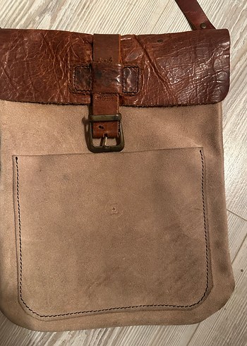 Bej Süet Kadın Çanta Tokalı - Görsel 3
