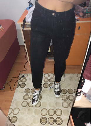 Zara Zara Siyah Yüksek Bel Mom Jean