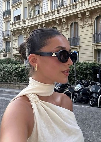 Celine Sokak Stili Beyaz Drapeli Kadın Gözlüğü