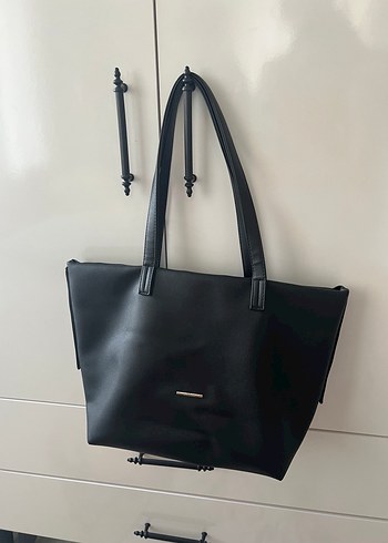 Minimalist Siyah Deri Kadın Çanta üniversite çantası