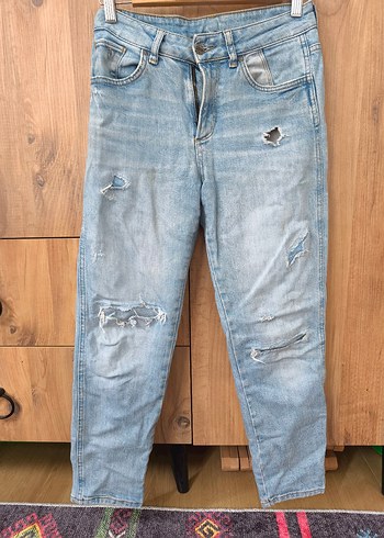 Kadın Mavi Bol Kesim Midi Kot Pantolon