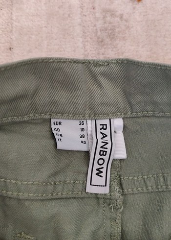 Rainbow Team Gri Haki Kadın Keten Rahat Kesim diz altı pantolon