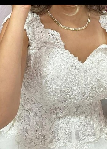 Vintage Beyaz Straplez A-Line Gelinlik - Görsel 3