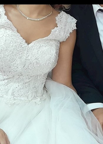 Vintage Beyaz Straplez A-Line Gelinlik - Görsel 4