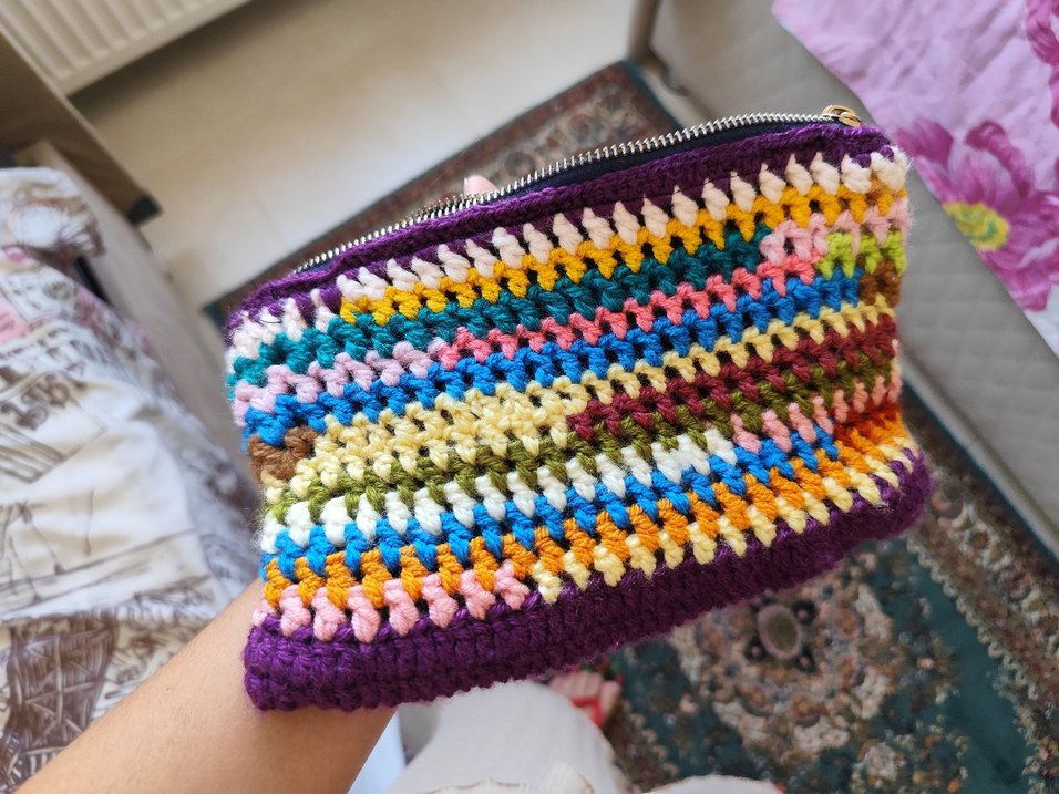 Renkli Örgü Bohem Kadın Portföy Çanta - Görsel 4