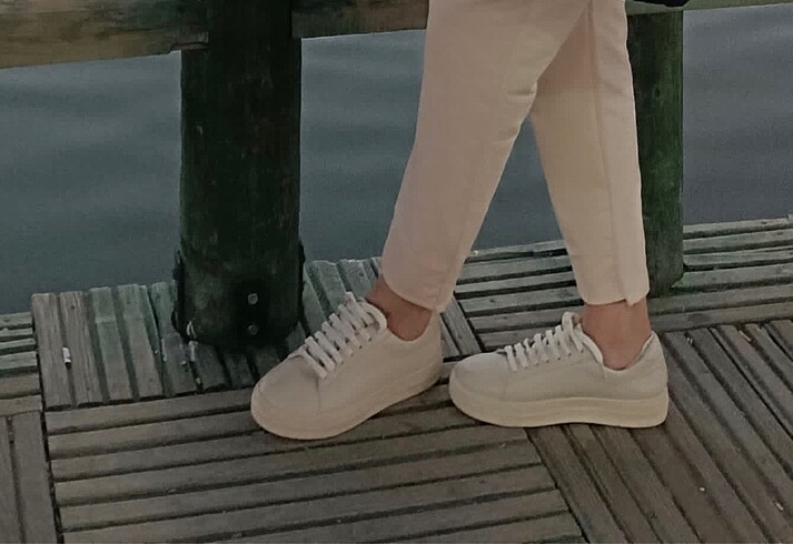 Bayan hakiki deri sneaker ayakkabı