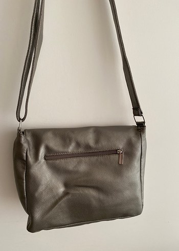 Gri Deri Kadın Omuz Çantası - Görsel 3