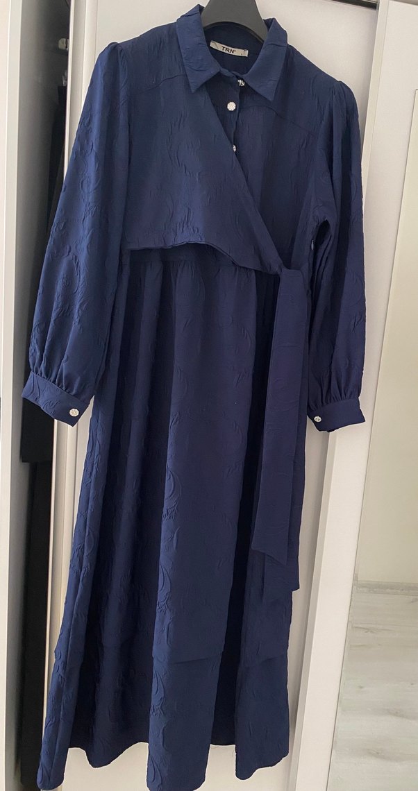 Lacivert Uzun Elbise - Görsel 3