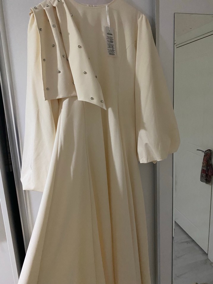 Bohem Tarz Beyaz Uzun Kollu Uzun Elbise - Görsel 3