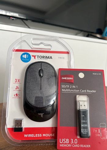 Gri Kablosuz mouse  ve USB 3.0 Kart Okuyucu - Görsel 2
