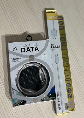 1 adet led ışıklı 1 adet normal micro uçlu şarj kablosu - Görsel 2