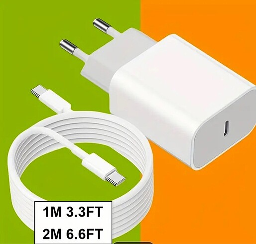 2 metre TYPE-C Kablosu ile 220V Çift Voltaj Şarj Adaptörü
