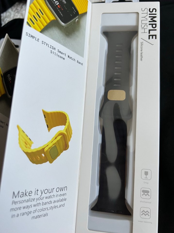 Kutulu Silikon Akıllı Saat Kordonu 44/45mm - Görsel 3