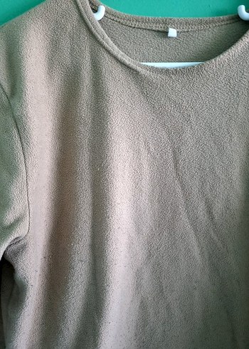 tek beden Beden Haki Uzun Kollu Erkek Polar Sweatshirt