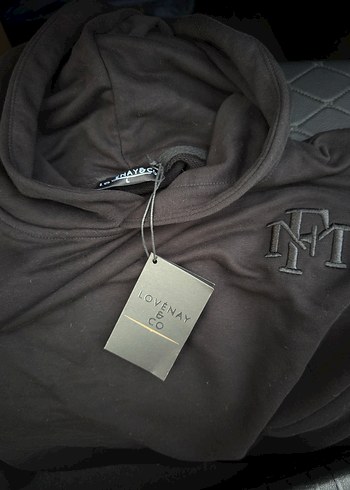 Siyah Kadın Kapüşonlu Oversize Sweatshirt Hoodie Lovenay.co - Görsel 5