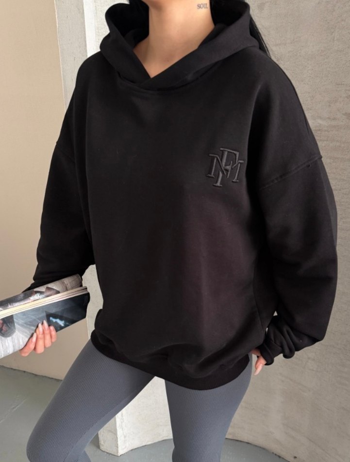 Siyah Kadın Kapüşonlu Oversize Sweatshirt Hoodie Lovenay.co - Görsel 3