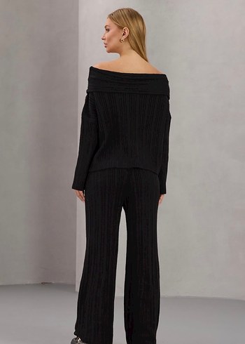 Kadın Siyah Triko Takım Lovenay.co L Beden - Görsel 4