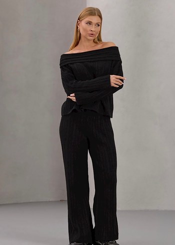 Kadın Siyah Triko Takım Lovenay.co L Beden - Görsel 2