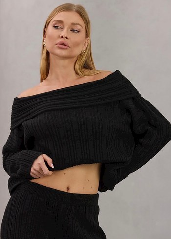 Kadın Siyah Triko Takım Lovenay.co L Beden - Görsel 3