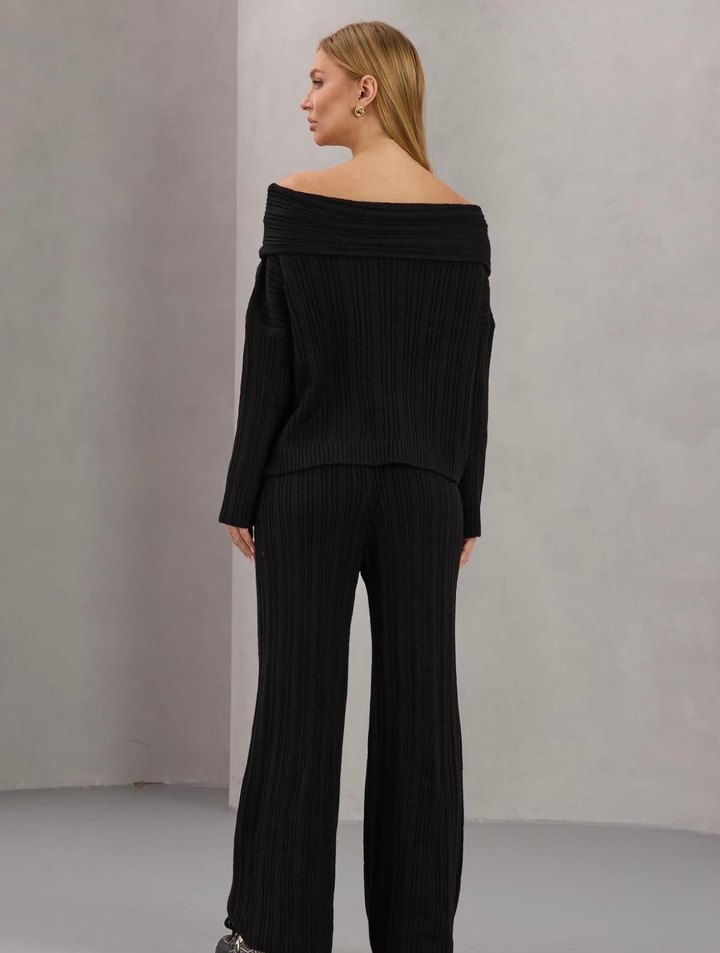 Kadın Siyah Triko Takım Lovenay.co L Beden - Görsel 4