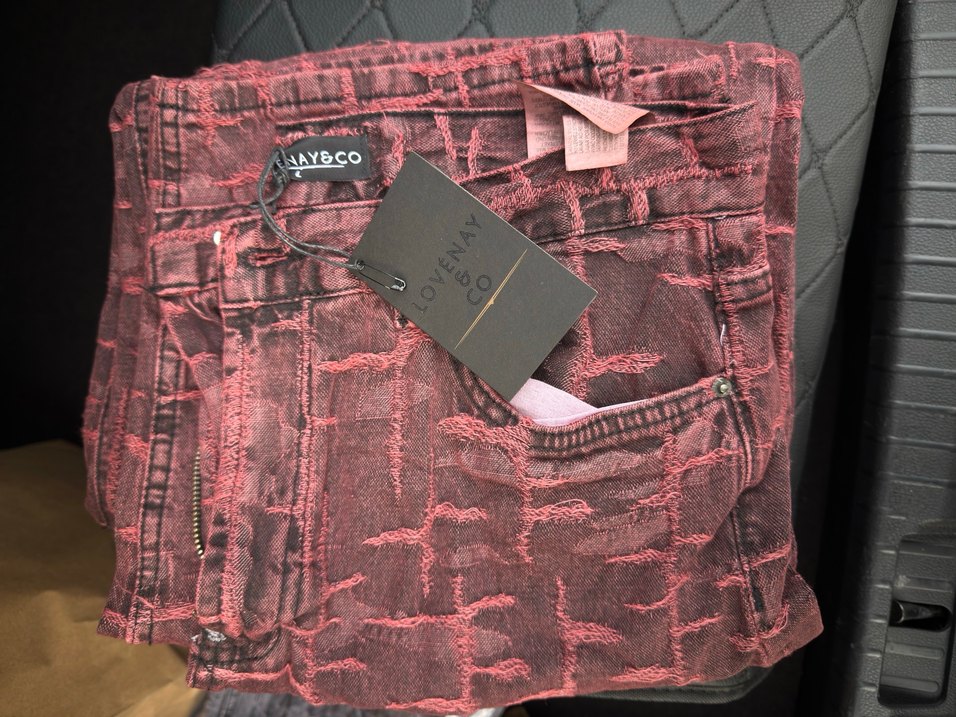 Desenli Kırmızı Wide Leg Pantolon Lovenay.co L Beden - Görsel 5