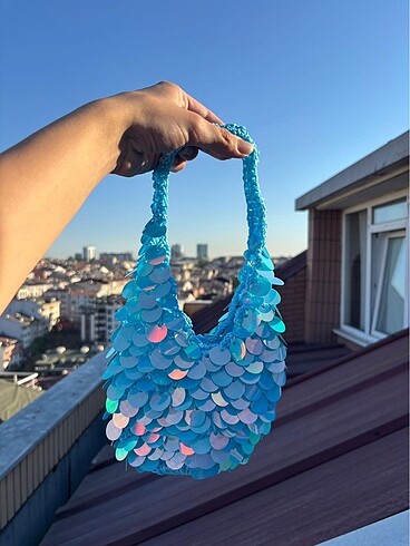 Zara Turkuaz pullu çanta