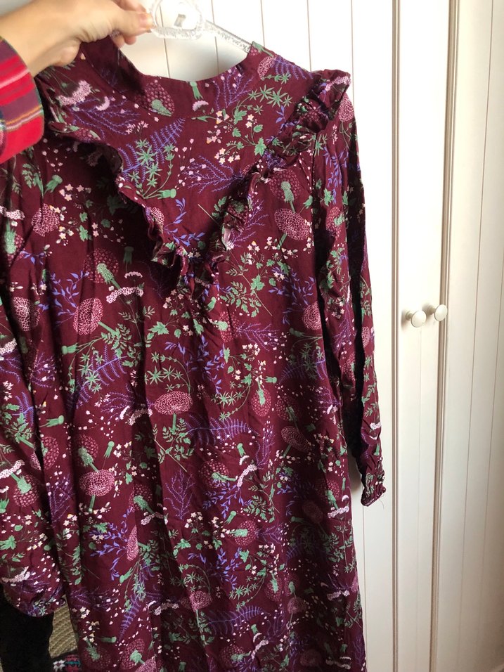 Bordo Bohem Uzun Kollu Salaş Elbise - Görsel 3