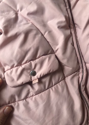 Kız Çocuk Pembe Kürklü Kapüşonlu Mont - Görsel 3