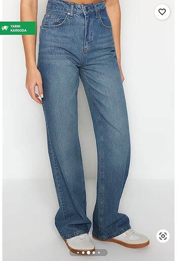 34 Beden Mavi yüksek bel wide leg jeans