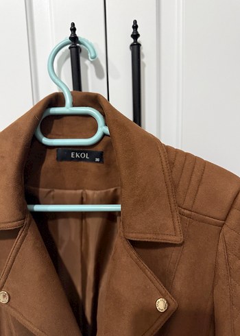 Ekol Kahverengi Süet Kadın Deri Ceket - Görsel 4