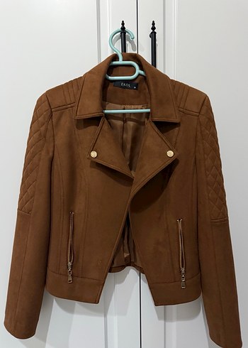 Ekol Kahverengi Süet Kadın Deri Ceket - Görsel 2