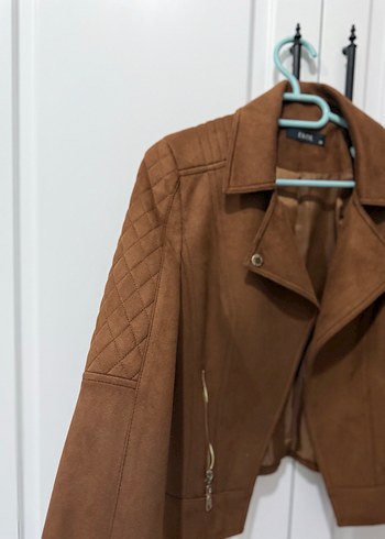 Ekol Kahverengi Süet Kadın Deri Ceket - Görsel 3