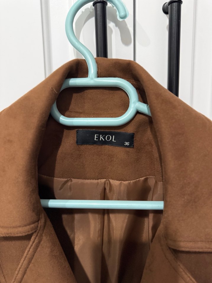 Ekol Kahverengi Süet Kadın Deri Ceket - Görsel 5