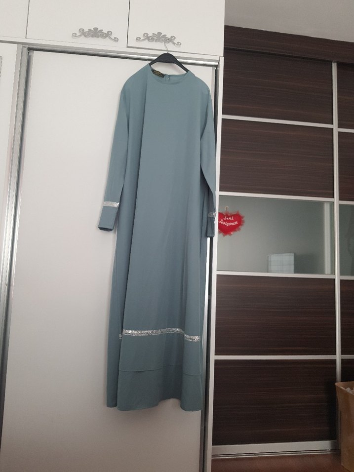 mint yeşili tesettür Kadın Elbise - Görsel 2