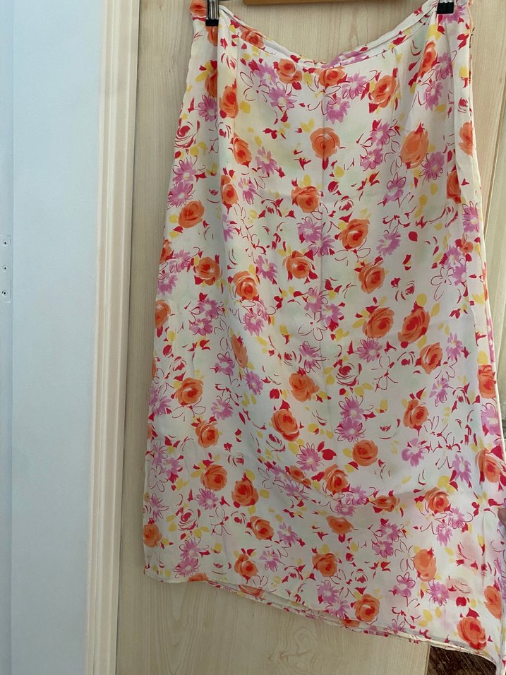 Beyaz Çiçek Desenli Uzun Hamile Etek - Görsel 2