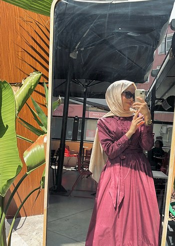 Pembe Uzun Drapeli Bağcıklı Elbise