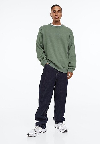 m Beden yeşil Renk H&M Man Relaxed Fit Sweatshirt