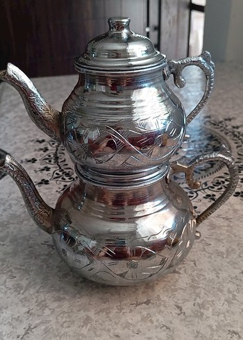 Diger Parlak Beyaz Çaydanlık Seti