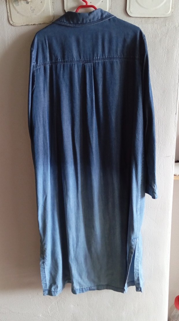 Uzun Kesim Düğmeli Kadın Kot Ceket - Görsel 2