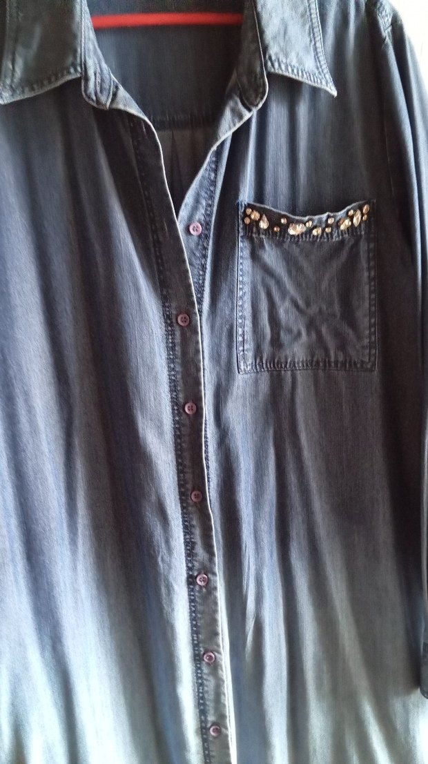 Uzun Kesim Düğmeli Kadın Kot Ceket - Görsel 3