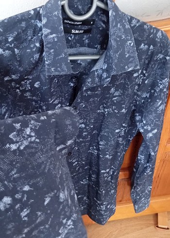 Lacivert Uzun Kollu Batik Desenli Erkek Gömlek - Görsel 4